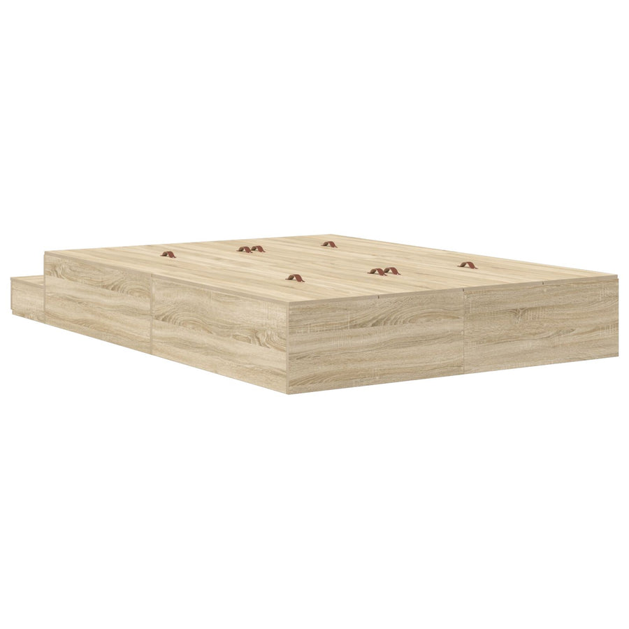 Opbergbedframe Sonoma Eiken Spaanplaat 140 X 190 Cm Artisanaal Eiken