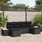 Garden Sofa Set with Cushion and Storage 4 pcs Black poly rattan