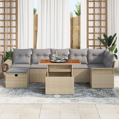 8-Delige Tuin Sofa Set Met Kussens Beige Poly Rattan