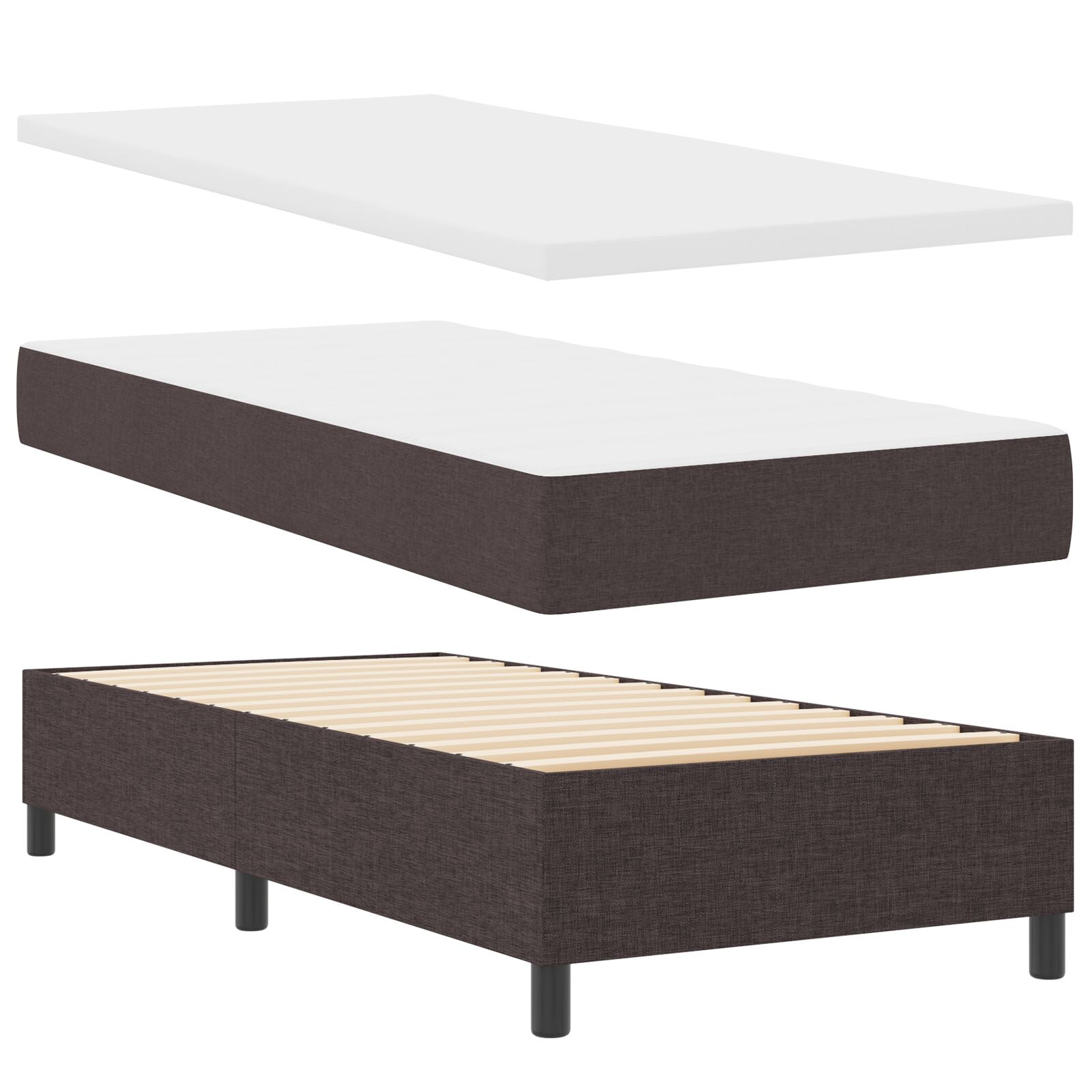 Veringsbed Met Matras Stof Donkerbruin 90 x 200 cm Lijnen ontwerp