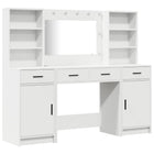 Kaptafel set 3 stuks wit bewerkt hout met LED lade