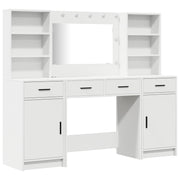 Kaptafel set 3 stuks wit bewerkt hout met LED lade