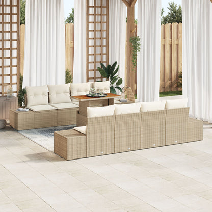 Tuin Sofa Set Set Van 7 Beige En Crème Rattan En Polyester