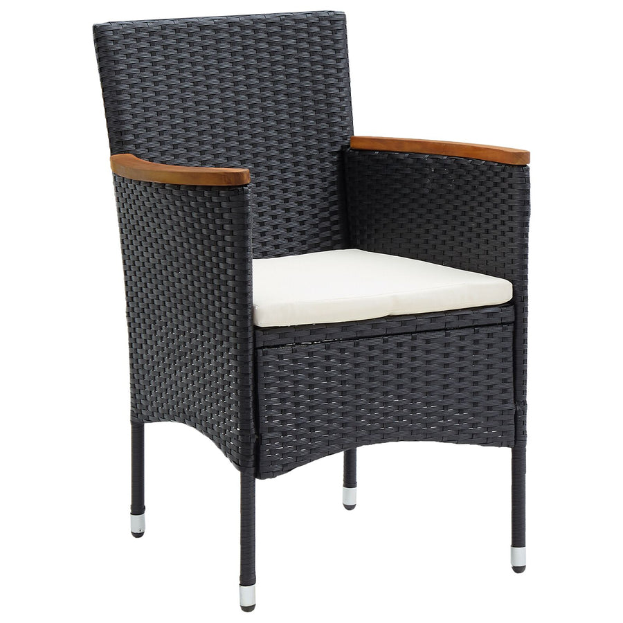 5 Delige Tuin Eettafelset Zwart Poly Rattan