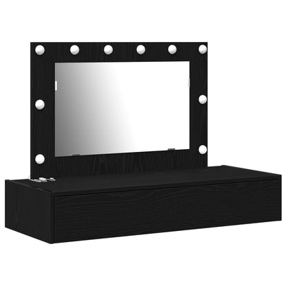 Wandkaptafel -Lampen In 100 x 40 x 70 cm Zwart Eiken met LED