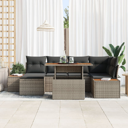 Tuinsofa Set Set Van 7 Grijs Rattan Tuinhoeksofa Rechthoekig