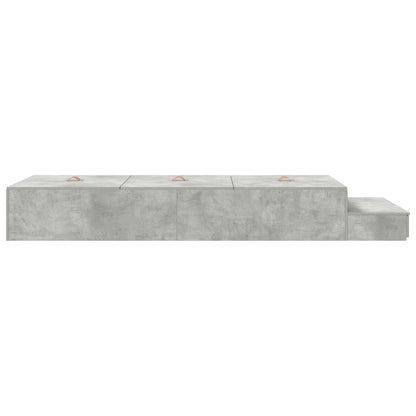 Opbergbedframe Beton Grijs Bewerkt Hout 236.5 X 100 X 31.5 Cm Artisanaal Eiken