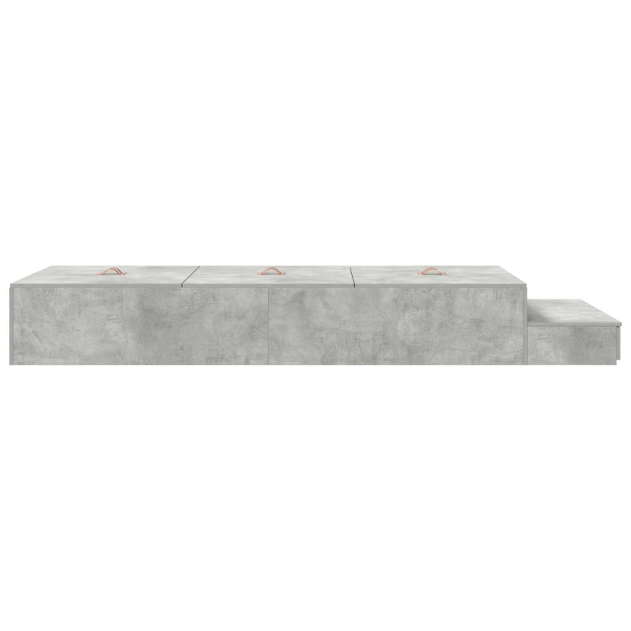 Opbergbedframe Beton Grijs Bewerkt Hout 236.5 X 100 X 31.5 Cm Artisanaal Eiken