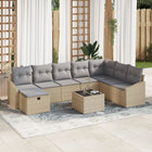 Loungebank set poly rattan 8 personen beige