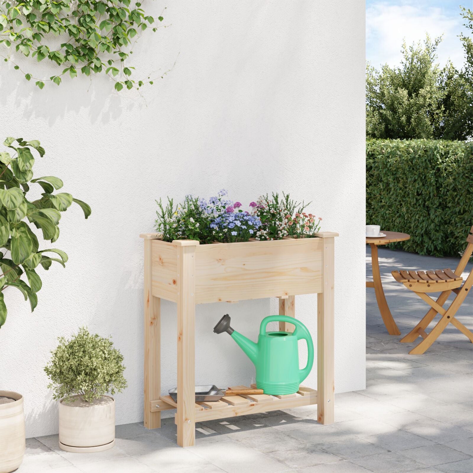 Tuinplantsoen Met Rasters 71X37X76 Cm Massief Hout Vuren 71 x 37 x 76.5 cm