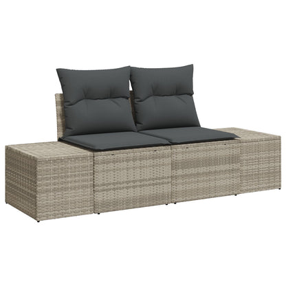 9-Delige Tuinbank Set Met Kussens Grijs Poly Rattan