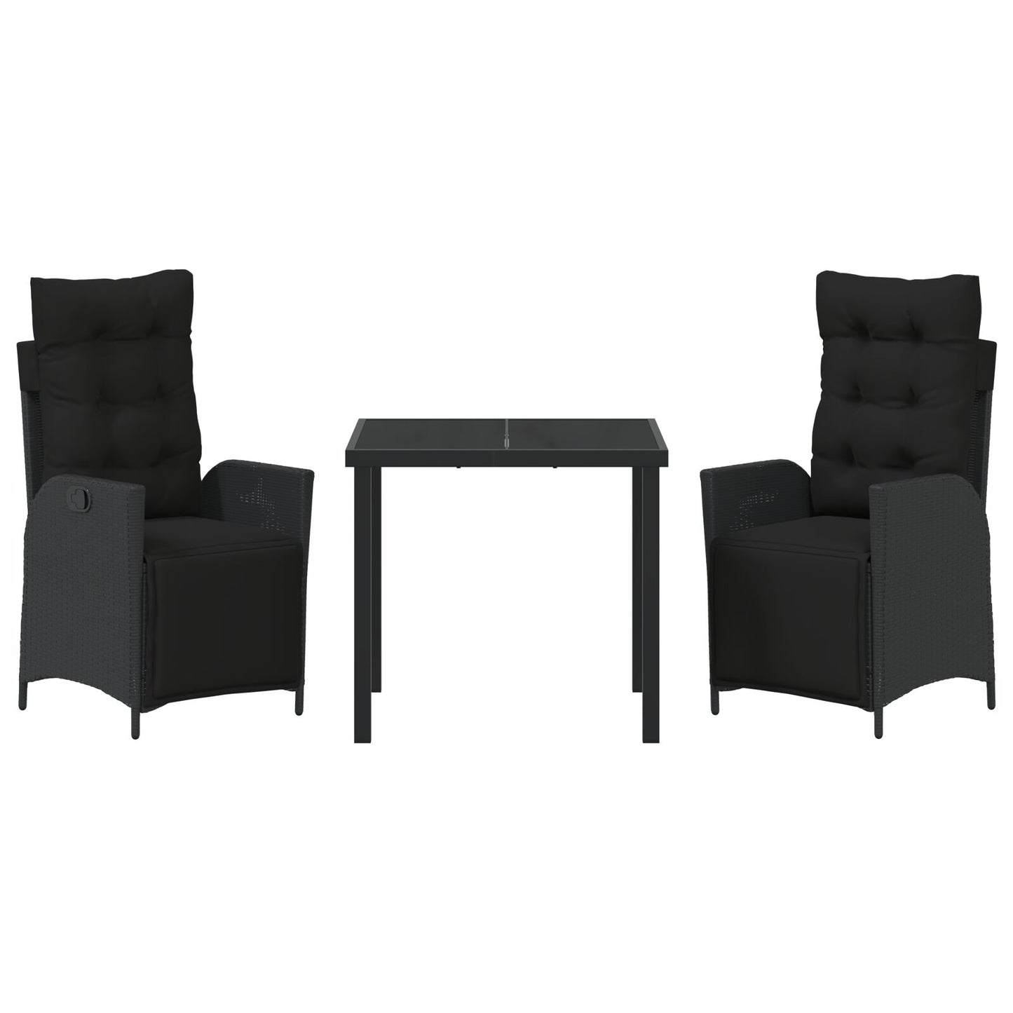 3 Delige Tuin Eetset Zwart Poly Rattan