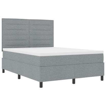 Boxspring Bed Met Matras Stof Lichtgrijs 160 x 200 cm Lijnen ontwerp