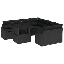 Tuin Sofa Set 9 Delen Zwart Rattan, Polyester Tuin Sofa Set