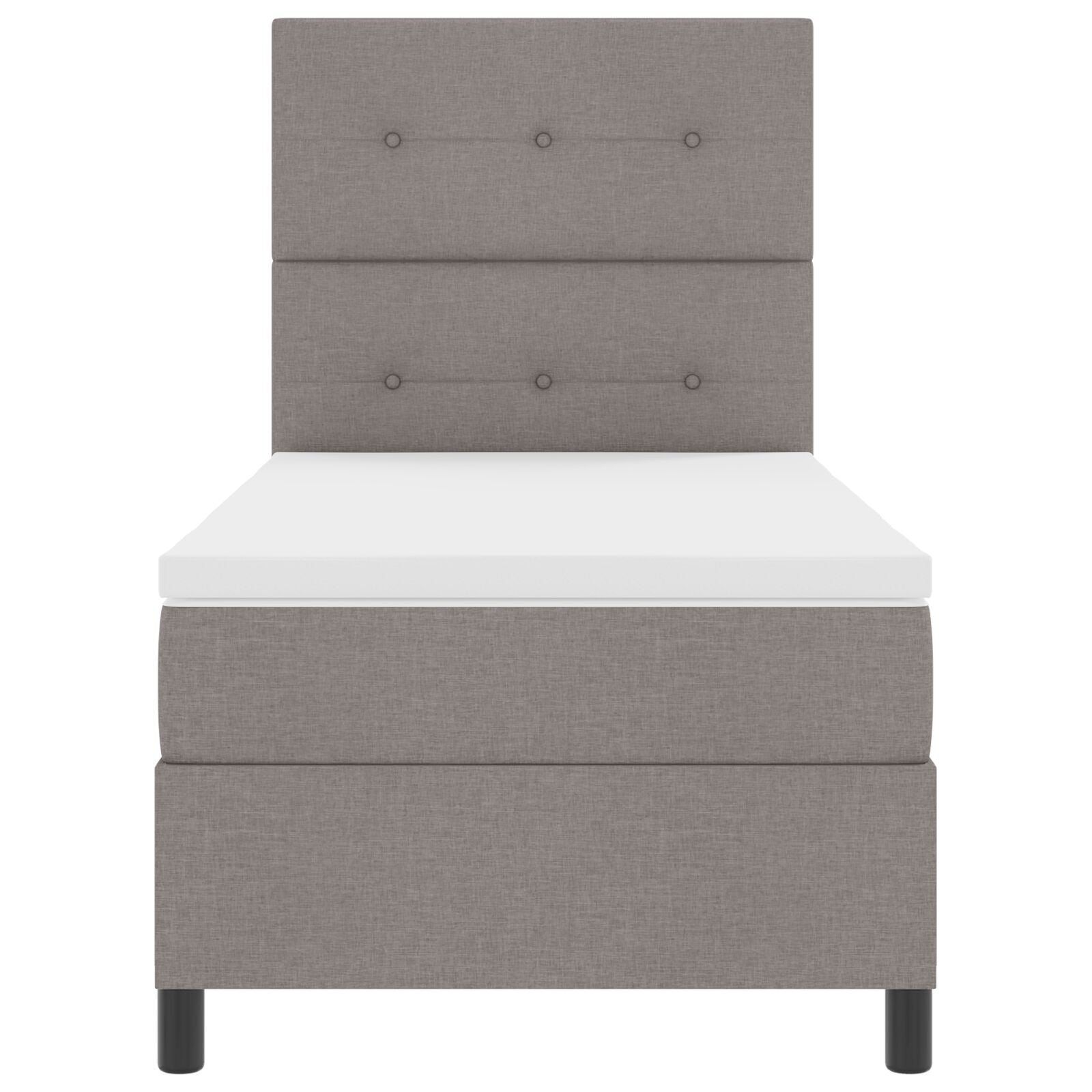 Boxspring Bed Met Matras Eenpersoons Stof Taupe 90 x 190 cm Knop tufted