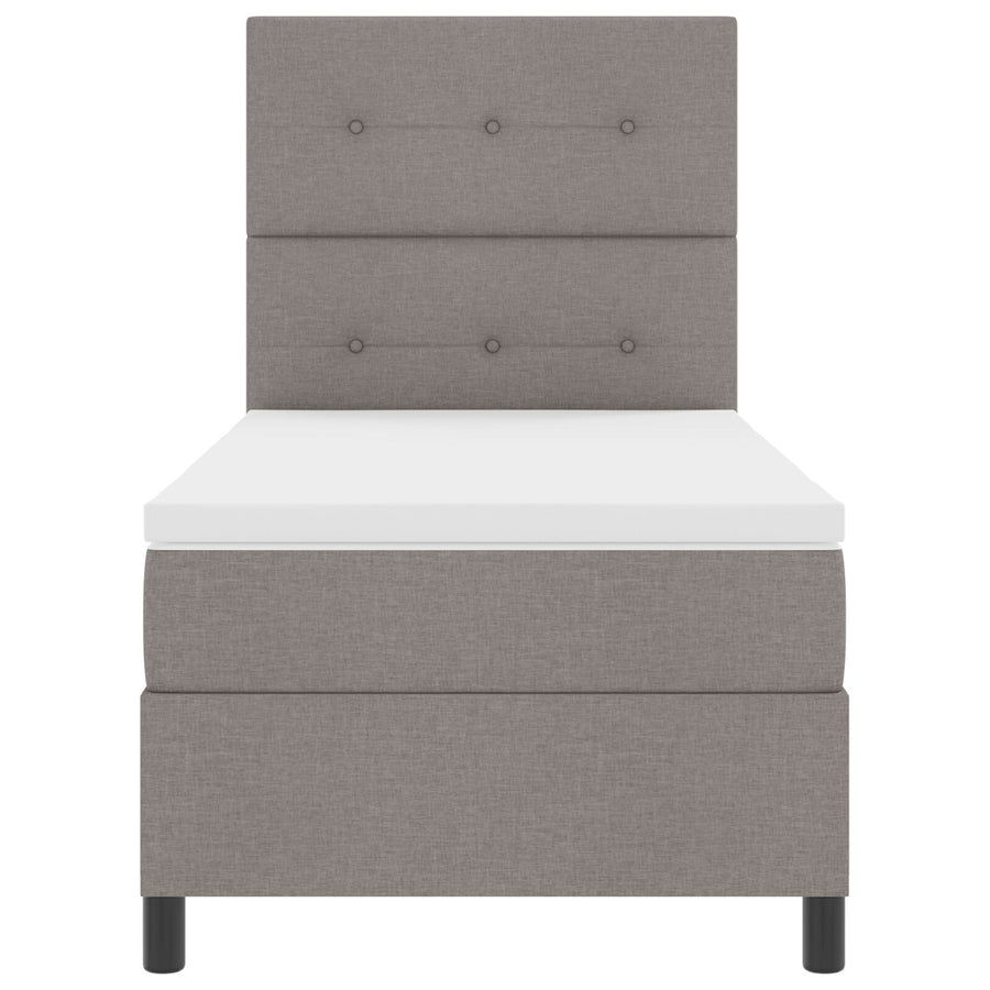 Boxspring Bed Met Matras Eenpersoons Stof Taupe 90 x 190 cm Knop tufted