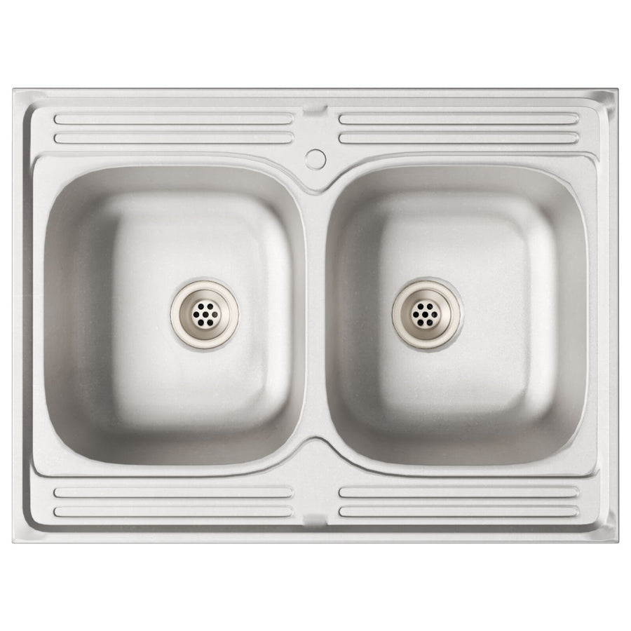 Keuken Kast ""Lucca"" Met Dubbele Wasbakken Artisan Eiken Hout