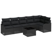 7-delige Tuin Sofa Set met Kussens Beige Poly Rattan, vidaXL 2-zits Tuin Sofa met Kussens Zwart Poly Rattan
