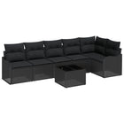 Tuinset poly rattan 7-delig zwart
