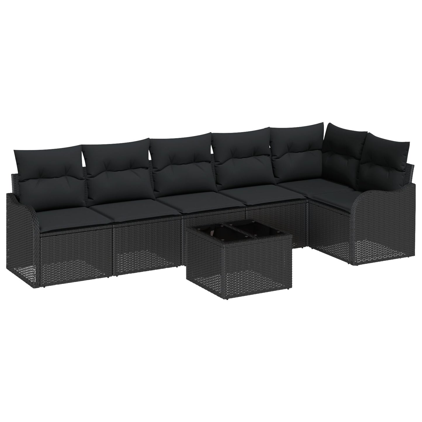 7-delige Tuin Sofa Set met Kussens Beige Poly Rattan, vidaXL 2-zits Tuin Sofa met Kussens Zwart Poly Rattan