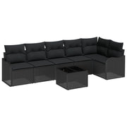 Tuinset poly rattan 7-delig zwart