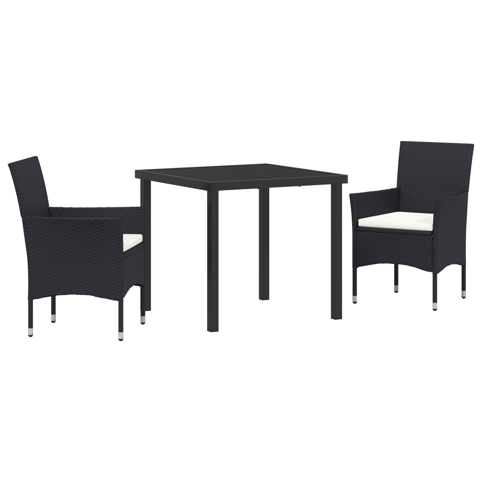 3-Delige Tuin Eet Set Zwart Poly Riet