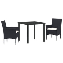 3-Delige Tuin Eet Set Zwart Poly Riet