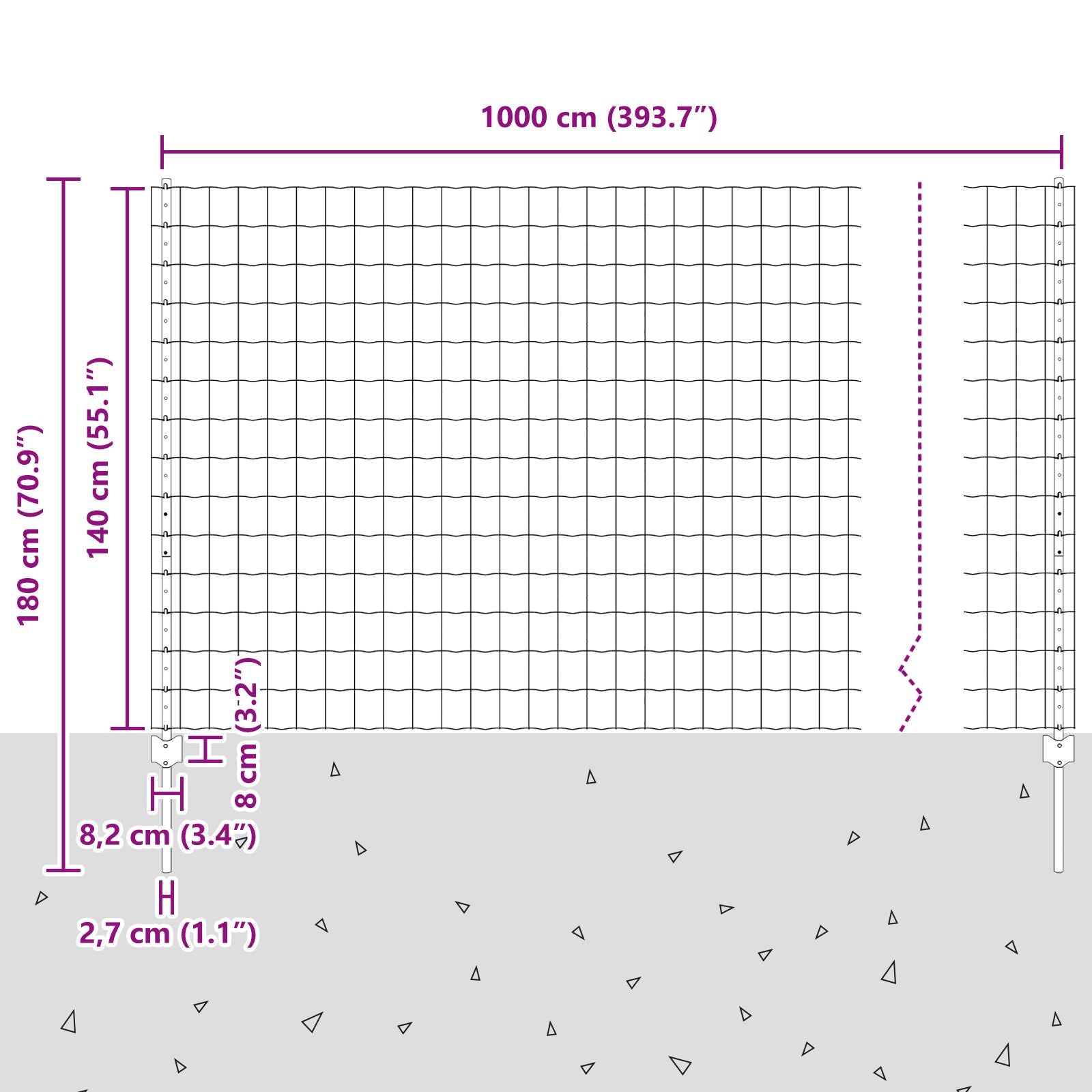 Euro Hek Met 10 U Palen Grijs 1.4X10 M Staal