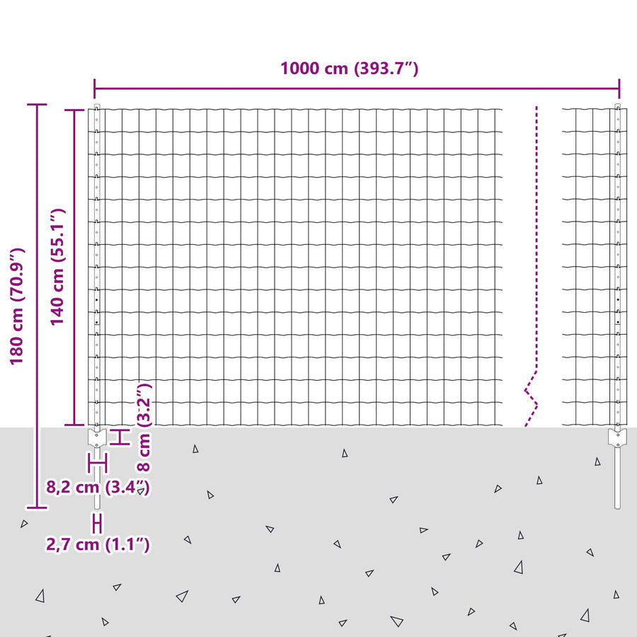 Euro Hek Met 10 U Palen Grijs 1.4X10 M Staal
