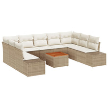 10-Delige Tuin Sofa Set Met Kussens Beige Poly Rattan Acacia