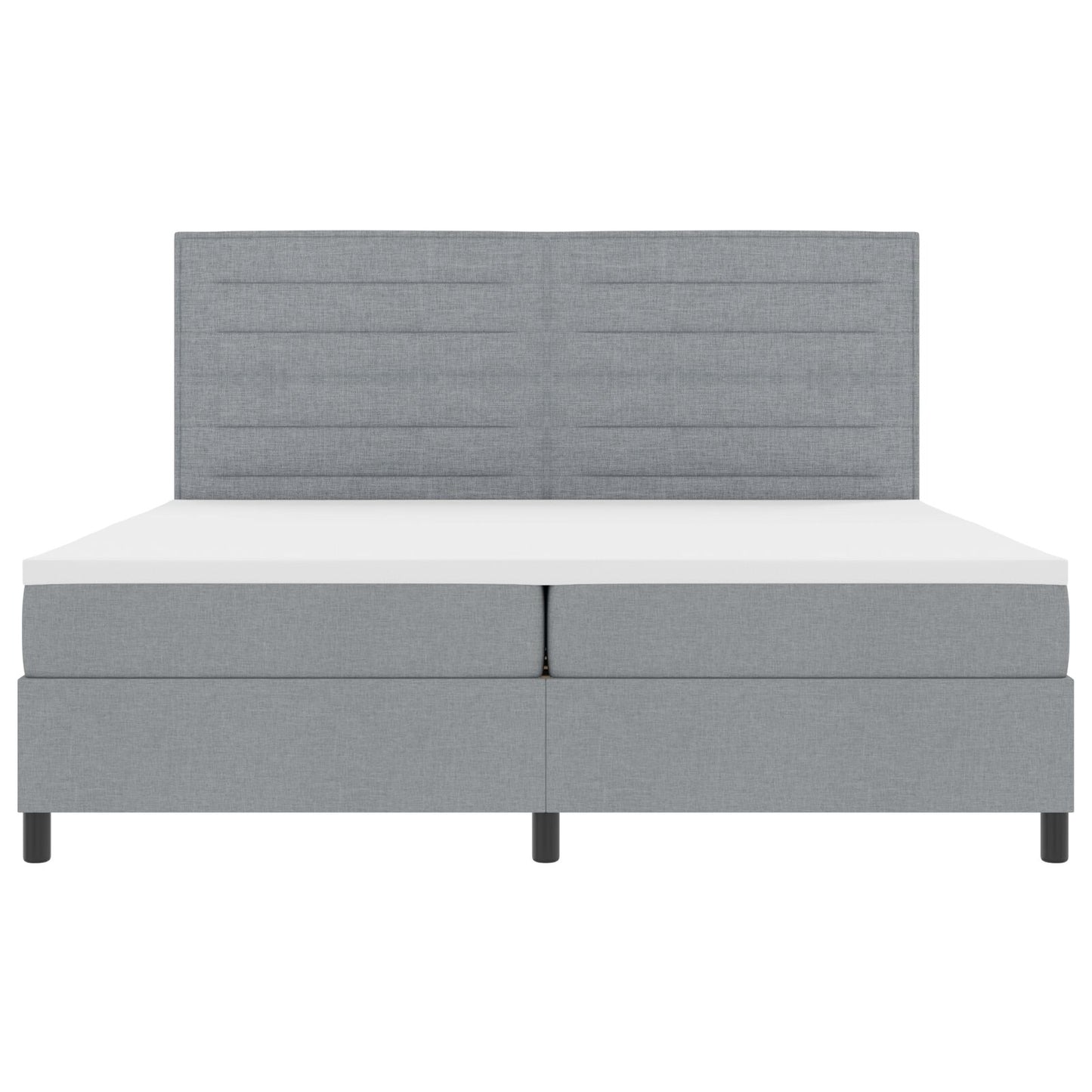 Boxspringbed Met Matras Stof Lichtgrijs 200 x 200 cm Lijnen ontwerp