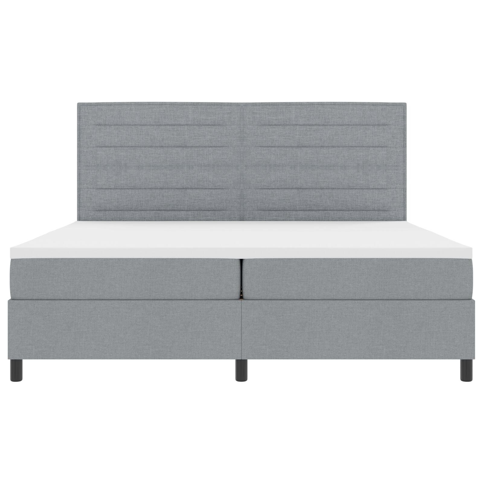 Boxspringbed Met Matras Stof Lichtgrijs 200 x 200 cm Lijnen ontwerp