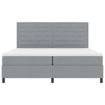 Boxspringbed Met Matras Stof Lichtgrijs 200 x 200 cm Lijnen ontwerp