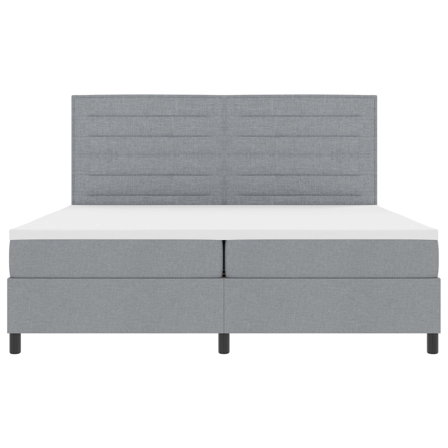 Boxspringbed Met Matras Stof Lichtgrijs 200 x 200 cm Lijnen ontwerp