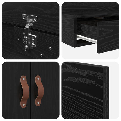 Opbergbedframe Zwart Eiken 140X200 Cm Artisanaal Eiken