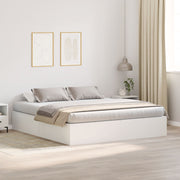Opbergbedframe 200x200 cm wit bewerkt hout