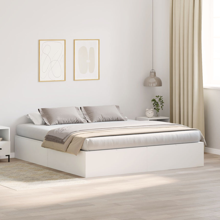 Bedframe Hout Kingsize Opbergbedframe Rechthoekig Wit 200 x 200 cm