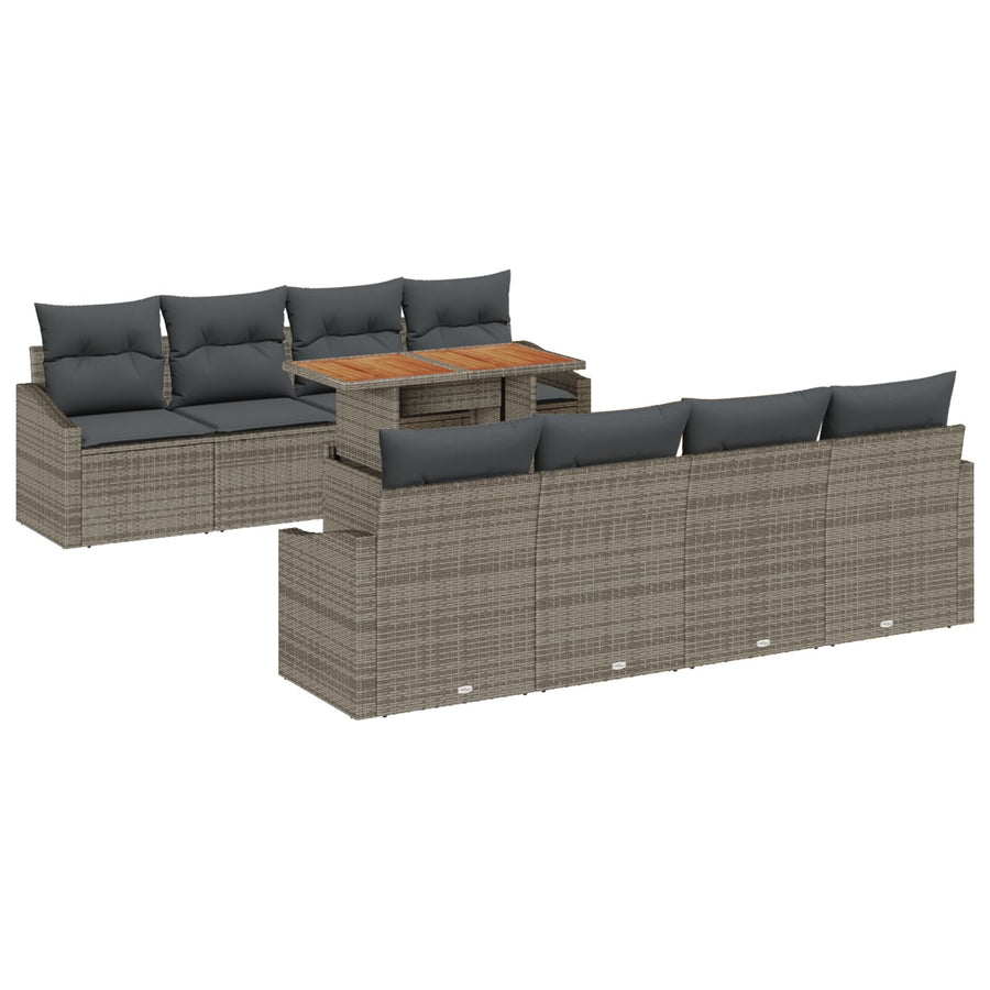 7-Delige Tuin Sofa Set Met Kussens Grijs Poly Rattan