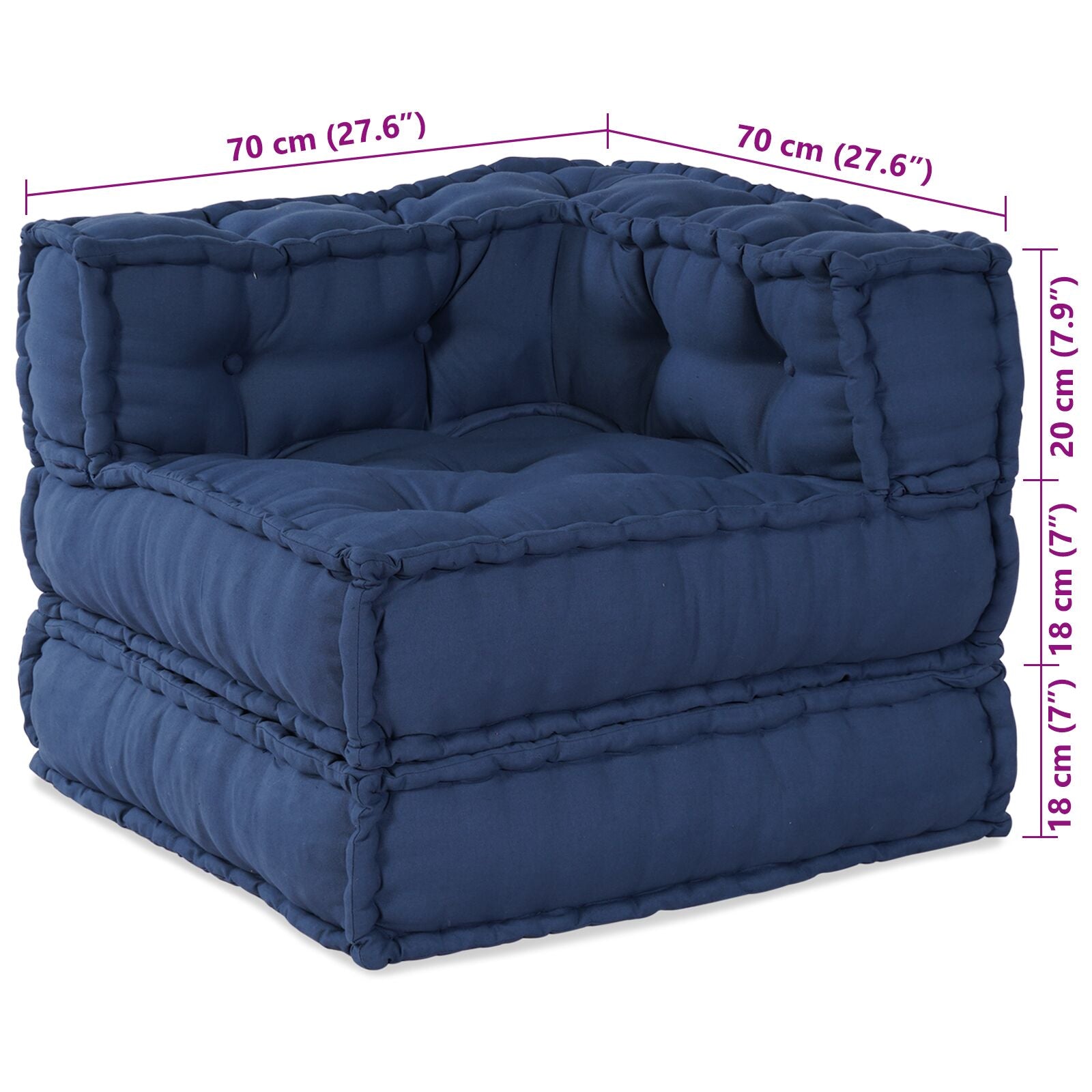 Modulaire Poef 70X70X54 Stof Indigo 70 x 70 x 54 cm Hoekbank