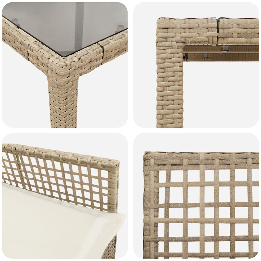 5-Delige Tuin Eetset Met Kussens Beige Poly Rattan