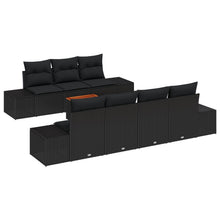 8-Delige Tuinbankset Met Kussens Zwart Poly Rattan Acacia