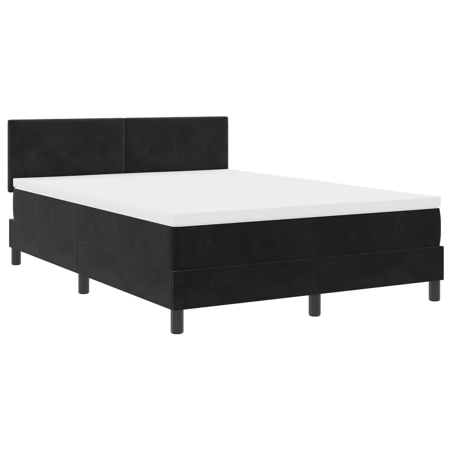 Boxspringbed Met Matras Zwart 140X190 Cm Fluweel Blauw