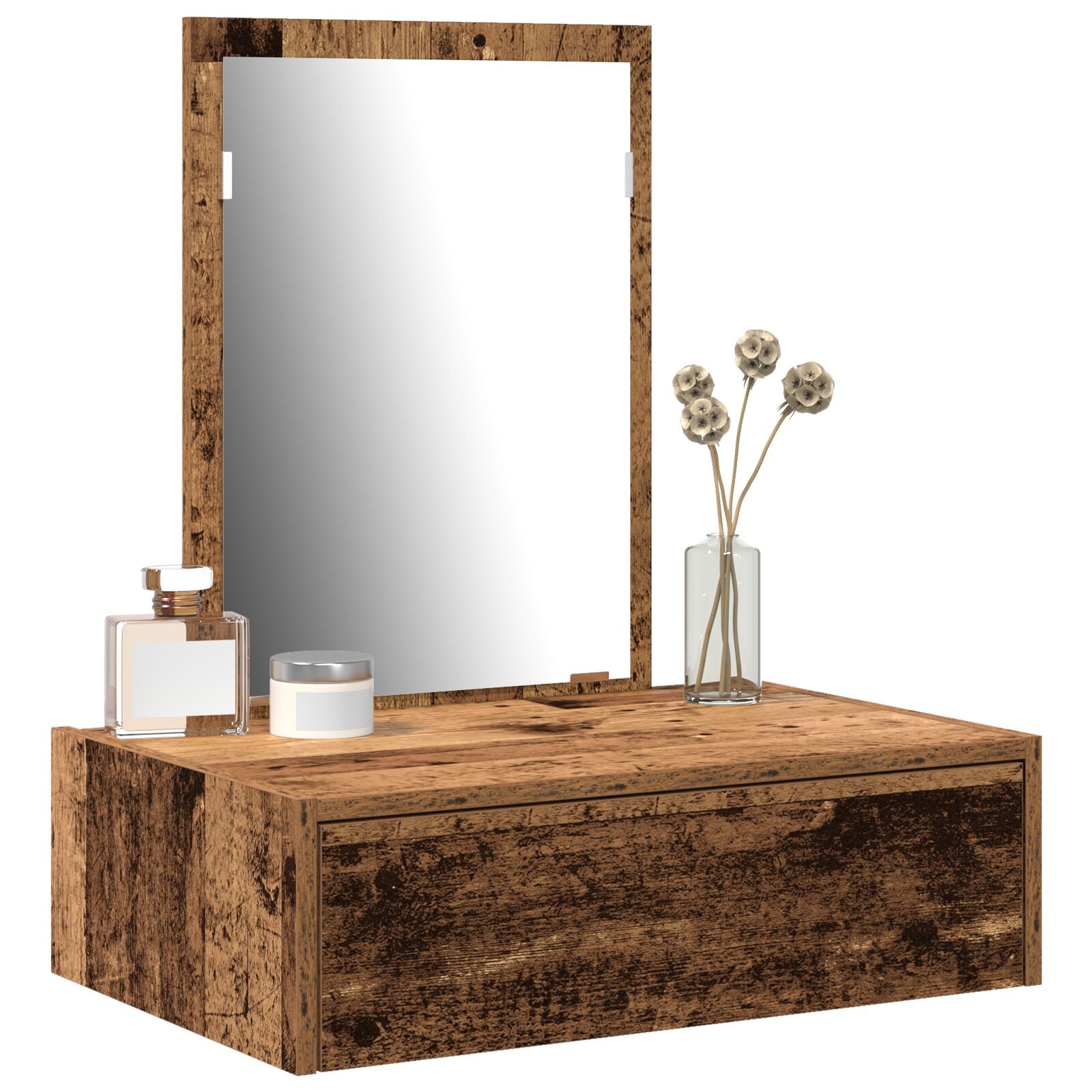 Wandkaptafel 60 x 40 x 70 cm Oud hout zonder LED