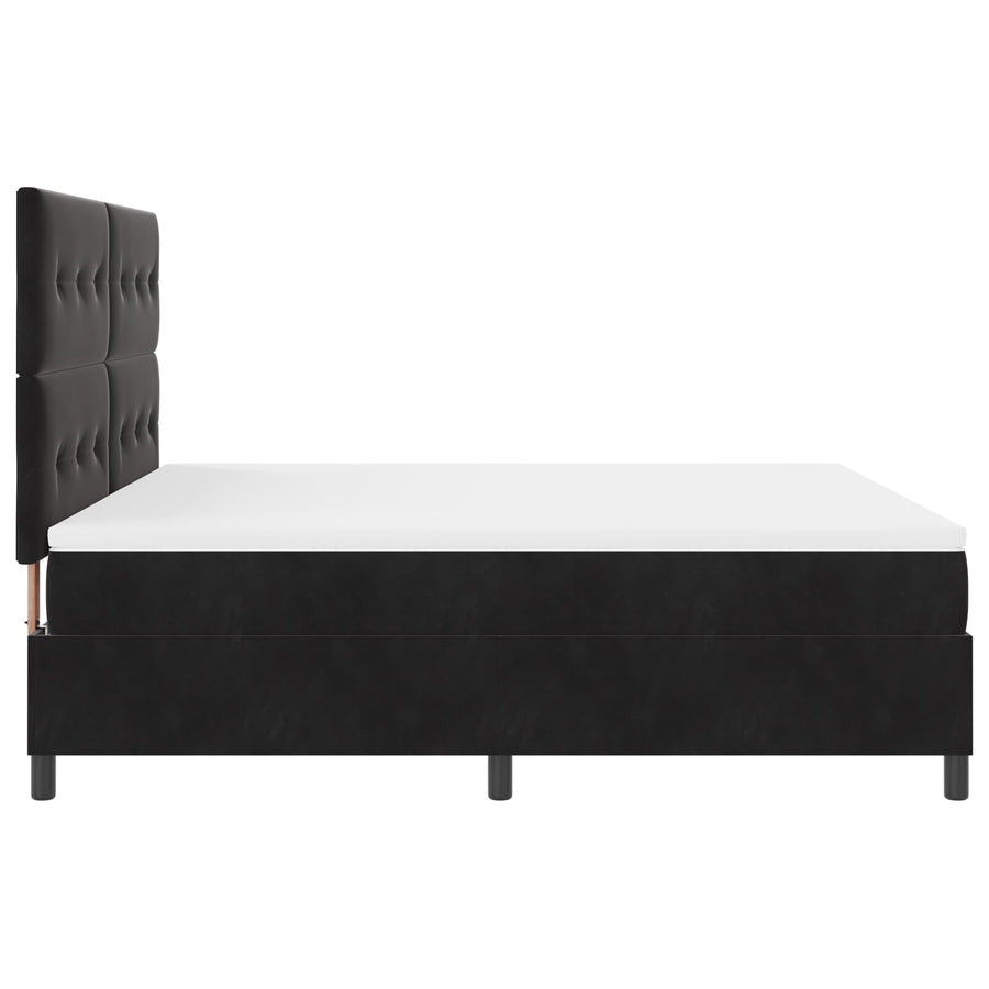 Boxspring Bed Met Matras Zwart Super King Fluweel Blauw