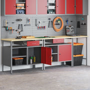 Werkbankset 3 stuks staal grijs 255x55x85 cm
