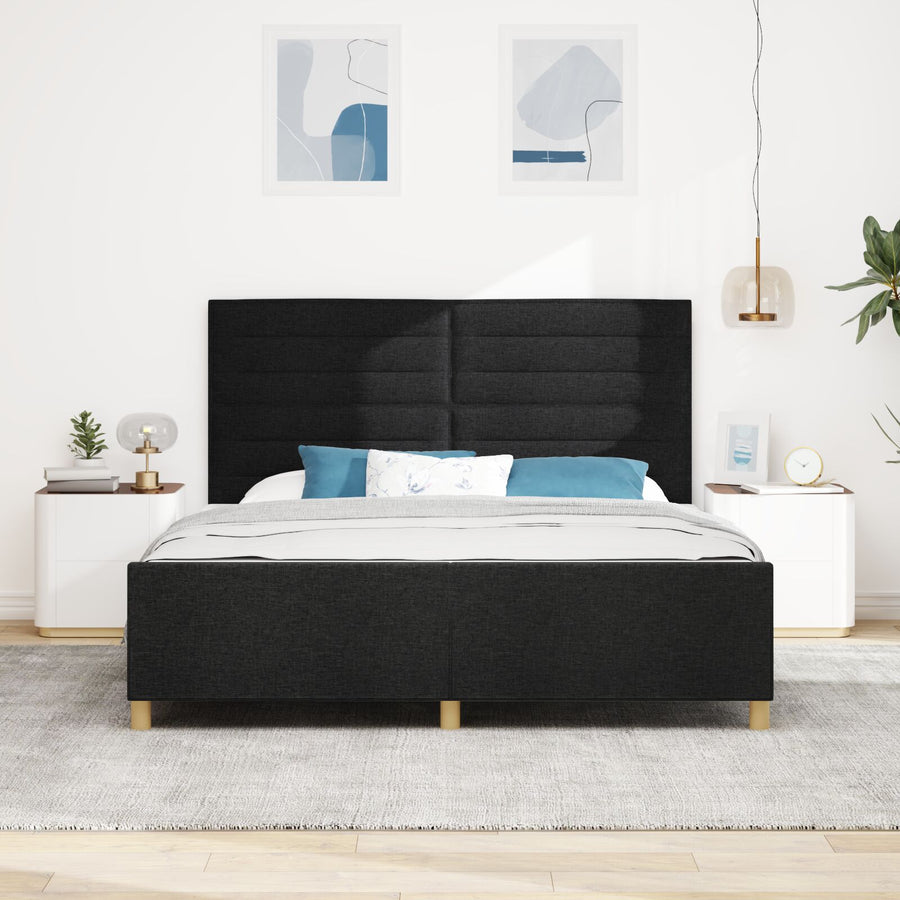 Bedframe Zwart 180X200 Cm Stof Crème