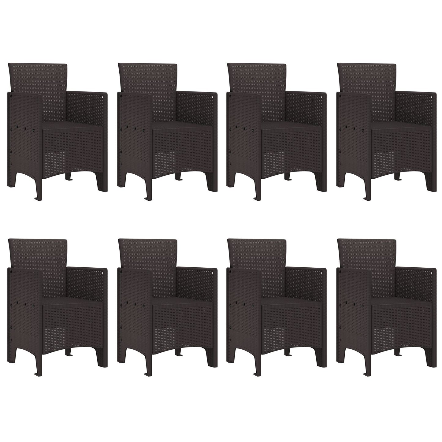 9-Delige Tuin Eettafel Set Bruin Poly Rattan