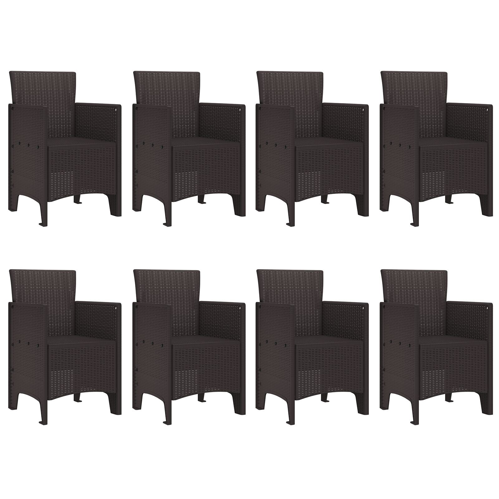 9-Delige Tuin Eettafel Set Bruin Poly Rattan