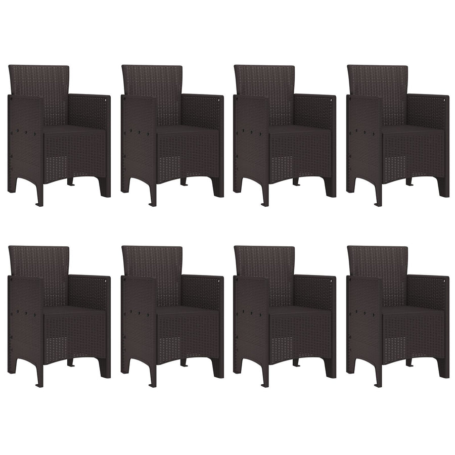 9-Delige Tuin Eettafel Set Bruin Poly Rattan