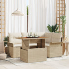 Garden Sofa Set with cushions 5 pcs beige and cream
